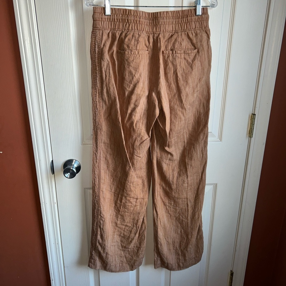 Athleta Cabo Linen Textured Wide Leg Pants Bottoms Sz 4 Casual Resortwear - Picture 4 of 10